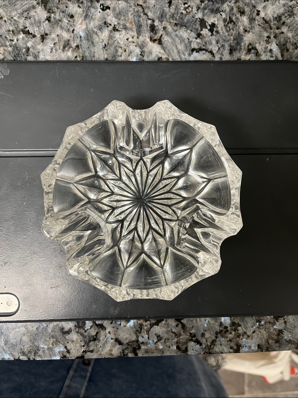 Clear Decorative Glass Bowl - Elegant Starburst Design